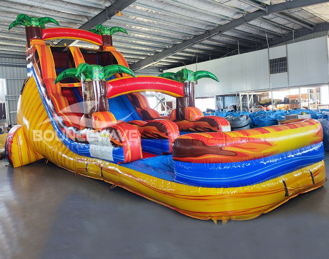 18ft Fiesta Fire Commercial Single Lane Inflatable Water Slide - BounceWave Inflatable Sales