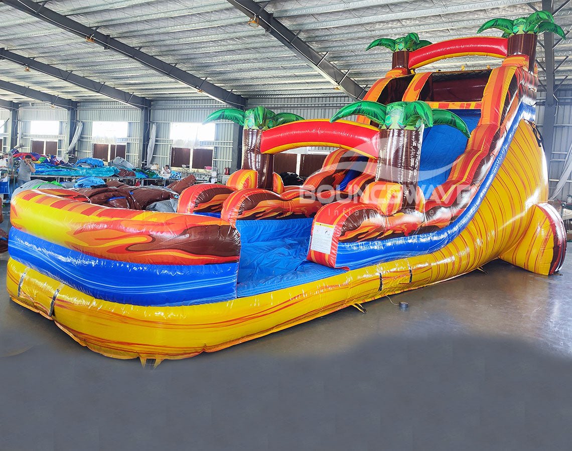 18ft Fiesta Fire Commercial Single Lane Inflatable Water Slide - BounceWave Inflatable Sales