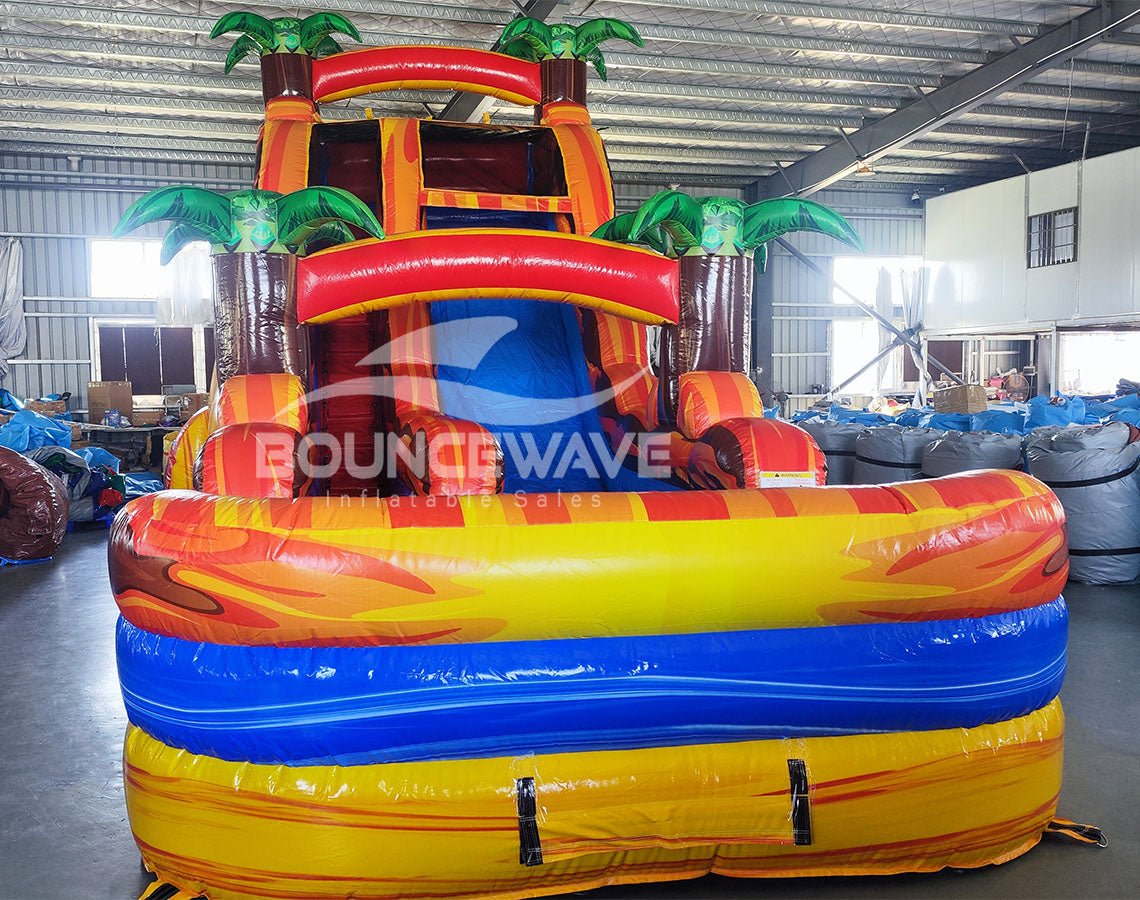 18ft Fiesta Fire Commercial Single Lane Inflatable Water Slide - BounceWave Inflatable Sales