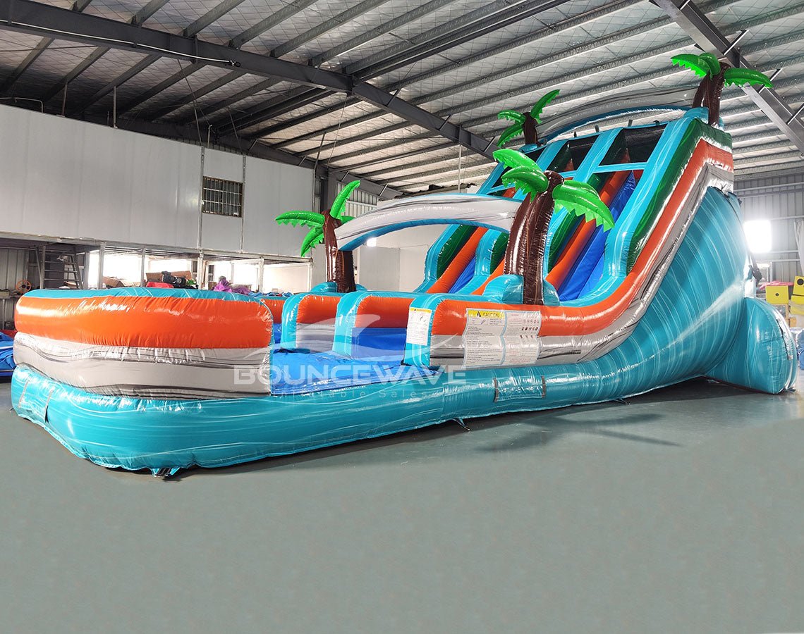 18ft Fiji Falls Dual Lane Center Climb Inflatable Water Slide - BounceWave Inflatable Sales