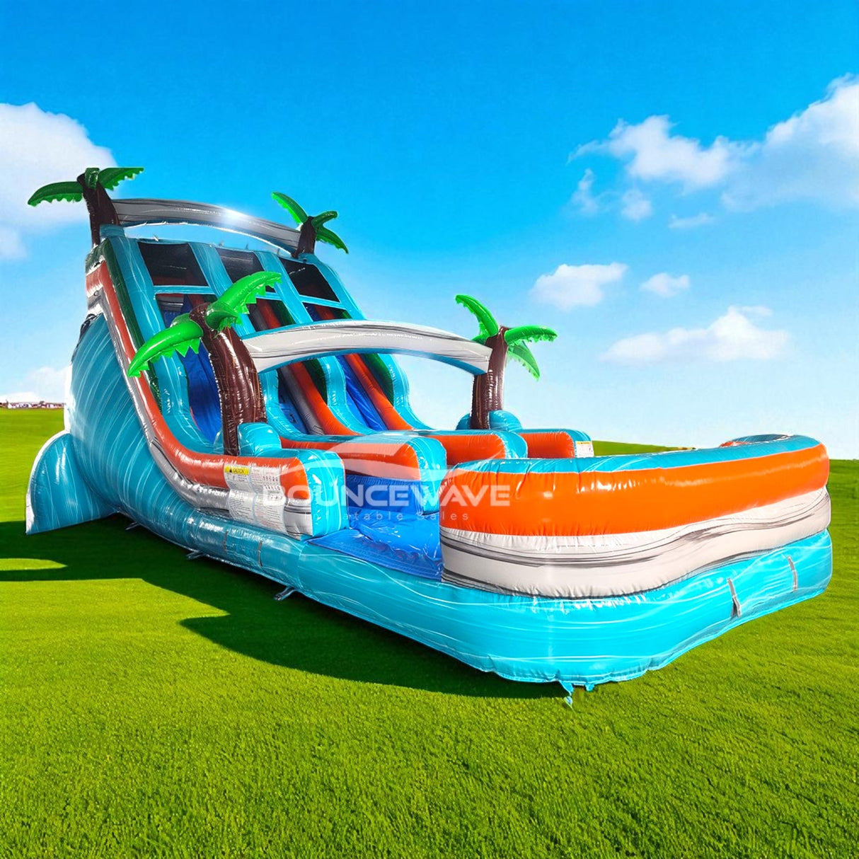 18ft Fiji Falls Dual Lane Center Climb Inflatable Water Slide - BounceWave Inflatable Sales