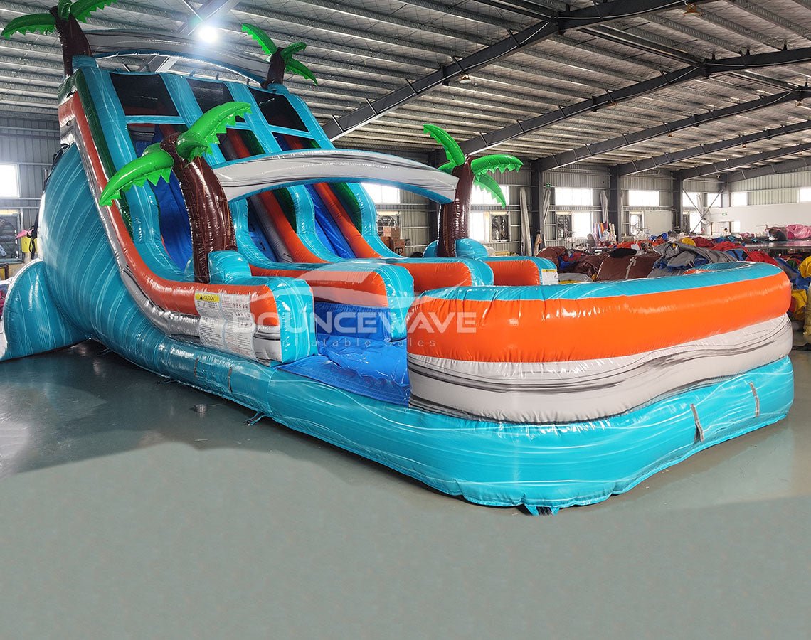 18ft Fiji Falls Dual Lane Center Climb Inflatable Water Slide - BounceWave Inflatable Sales