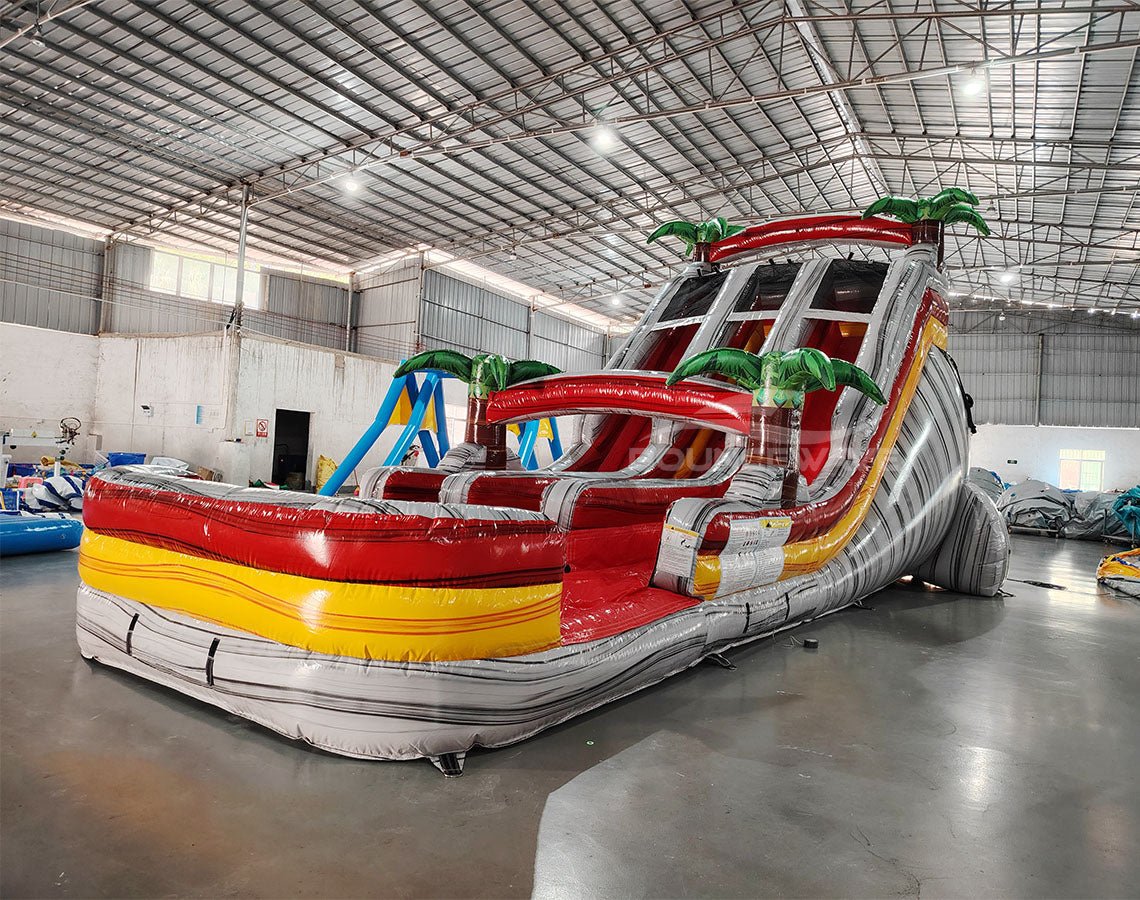 18ft Fire Island Dual Lane Center Climb Inflatable Water Slide - BounceWave Inflatable Sales