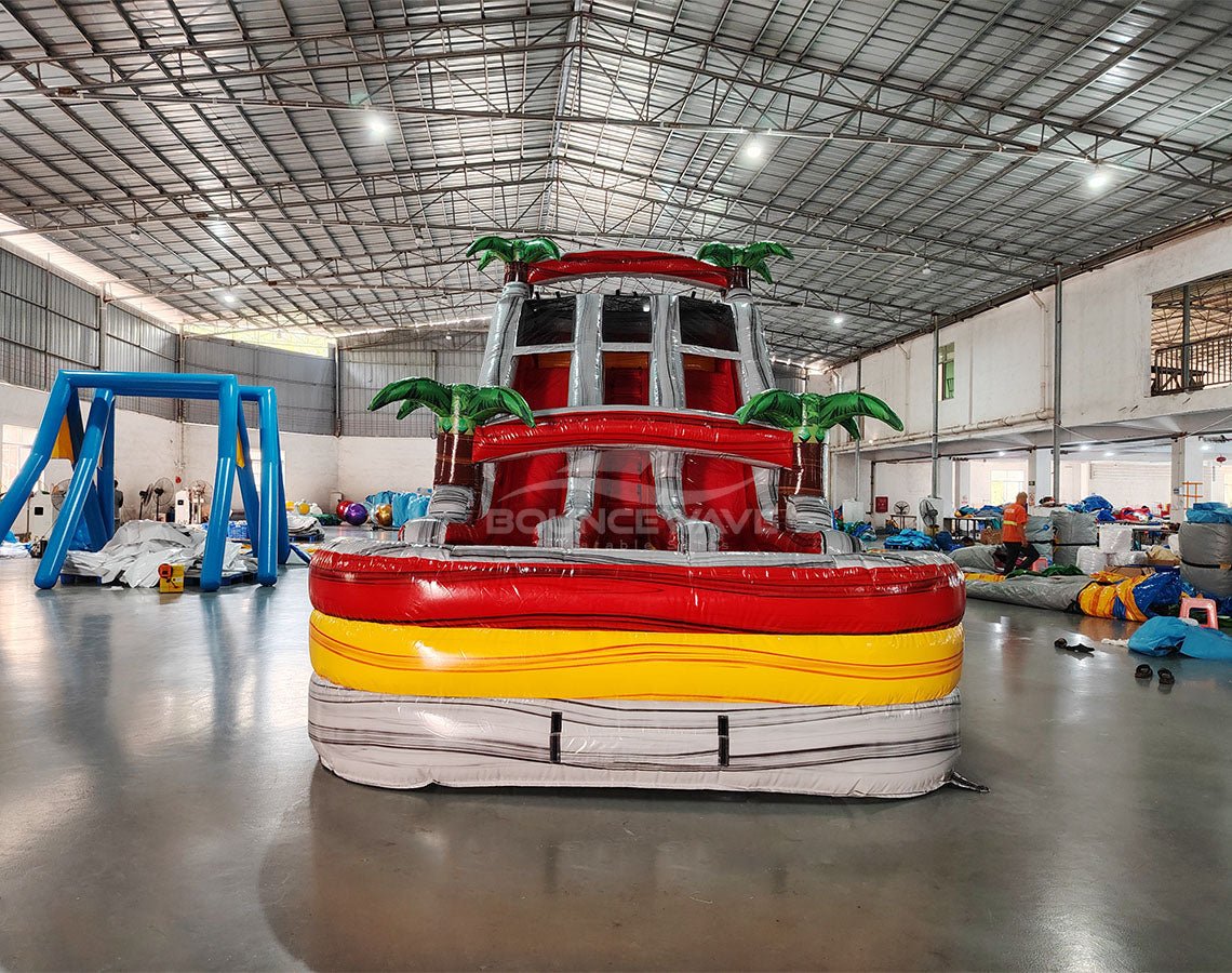 18ft Fire Island Dual Lane Center Climb Inflatable Water Slide - BounceWave Inflatable Sales