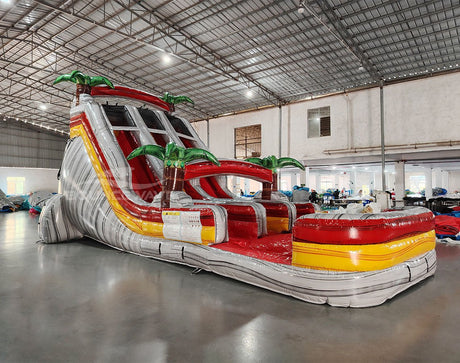 18ft Fire Island Dual Lane Center Climb Inflatable Water Slide - BounceWave Inflatable Sales