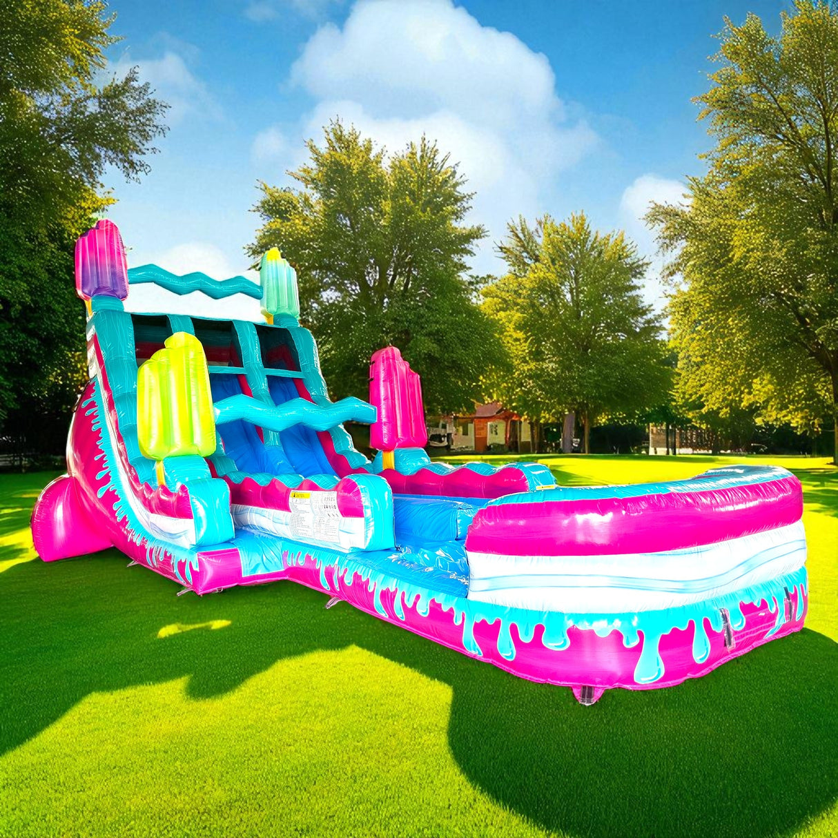 18ft Freeze Pop Falls Dual Lane Hybrid Inflatable Water Slide - BounceWave Inflatable Sales