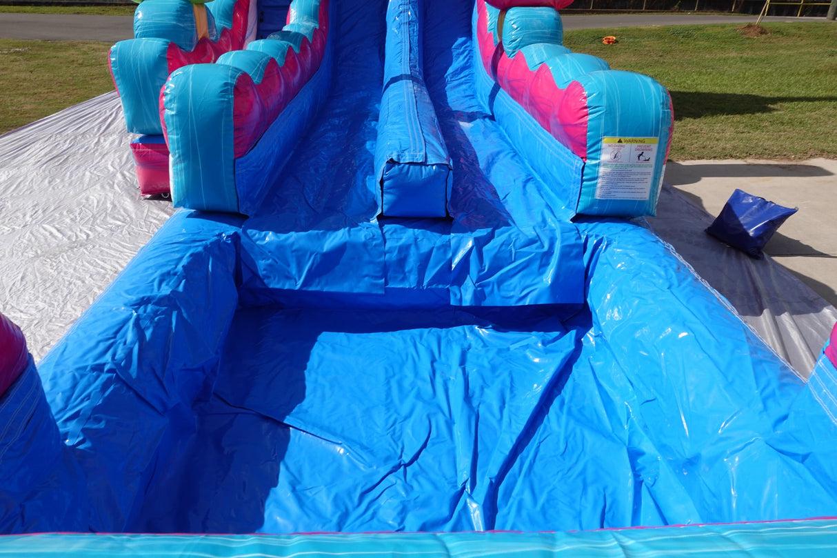 18ft Freeze Pop Falls Dual Lane Hybrid Inflatable Water Slide - BounceWave Inflatable Sales