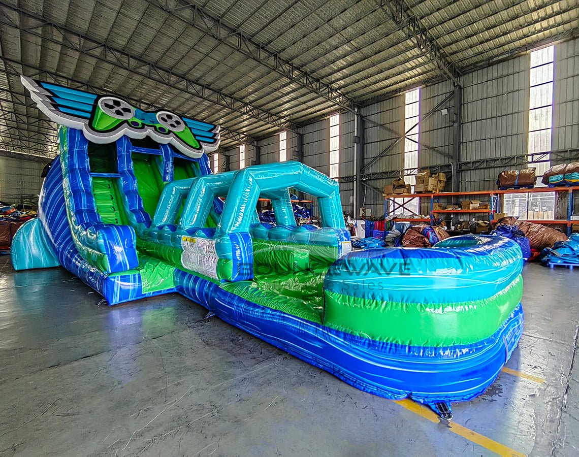 18ft GameFly Dual Lane Hybrid Inflatable Water Slide - BounceWave Inflatable Sales