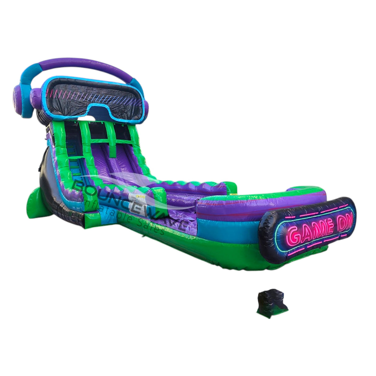 18ft GameWave Dual Lane Water Slide INFLATED SPLASH PAD– Hybrid - BounceWave Inflatable Sales