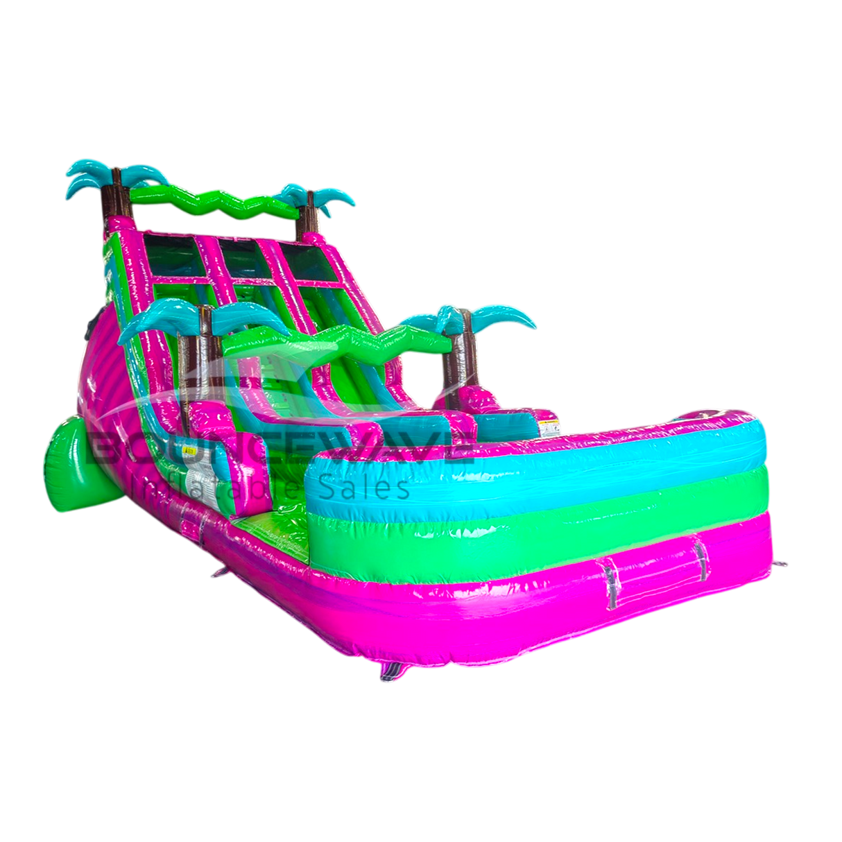 18ft Glowrider Dual Lane Water Slide – Center Climb - BounceWave Inflatable Sales