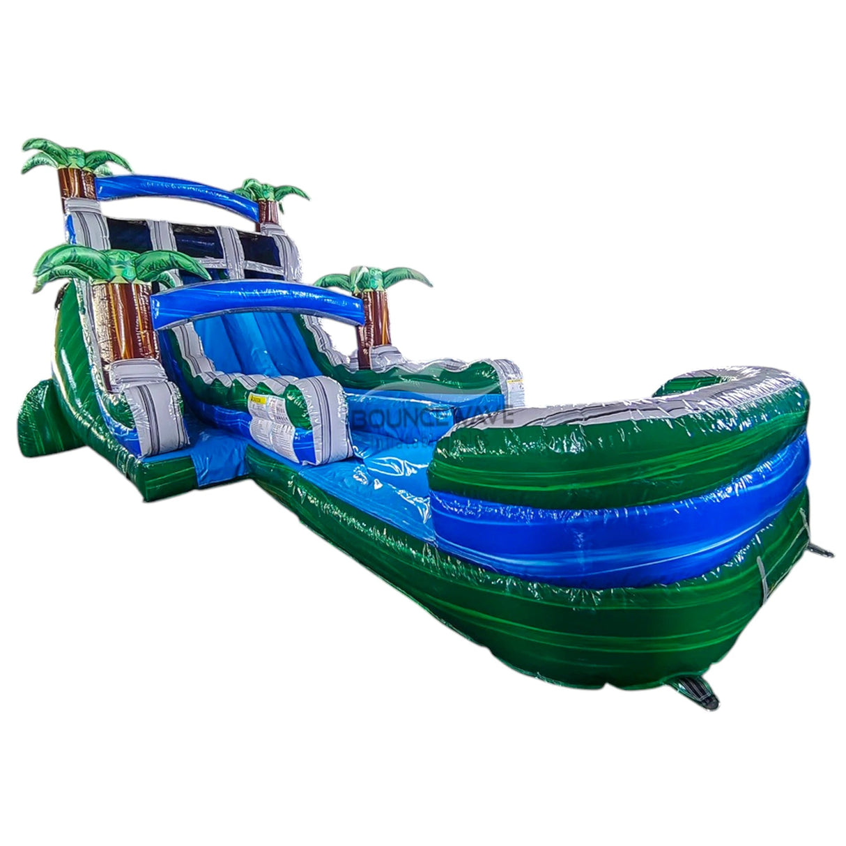 18ft Green Gush Hybrid Dual Lane Inflatable Water Slide - BounceWave Inflatable Sales
