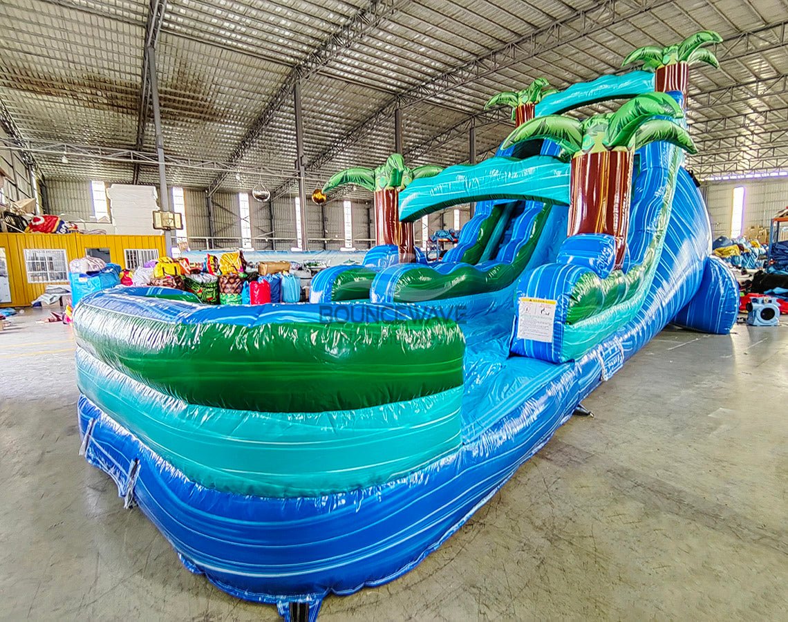 18ft Island Drop Commercial Single Lane Inflatable Water Slide - BounceWave Inflatable Sales