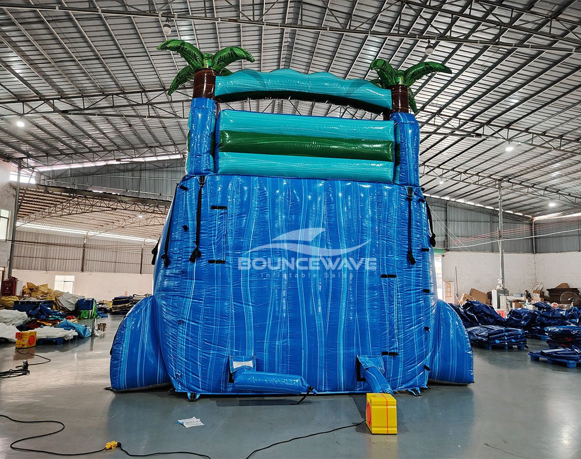 18ft Island Drop Dual Lane Center Climb Inflatable Water Slide - BounceWave Inflatable Sales