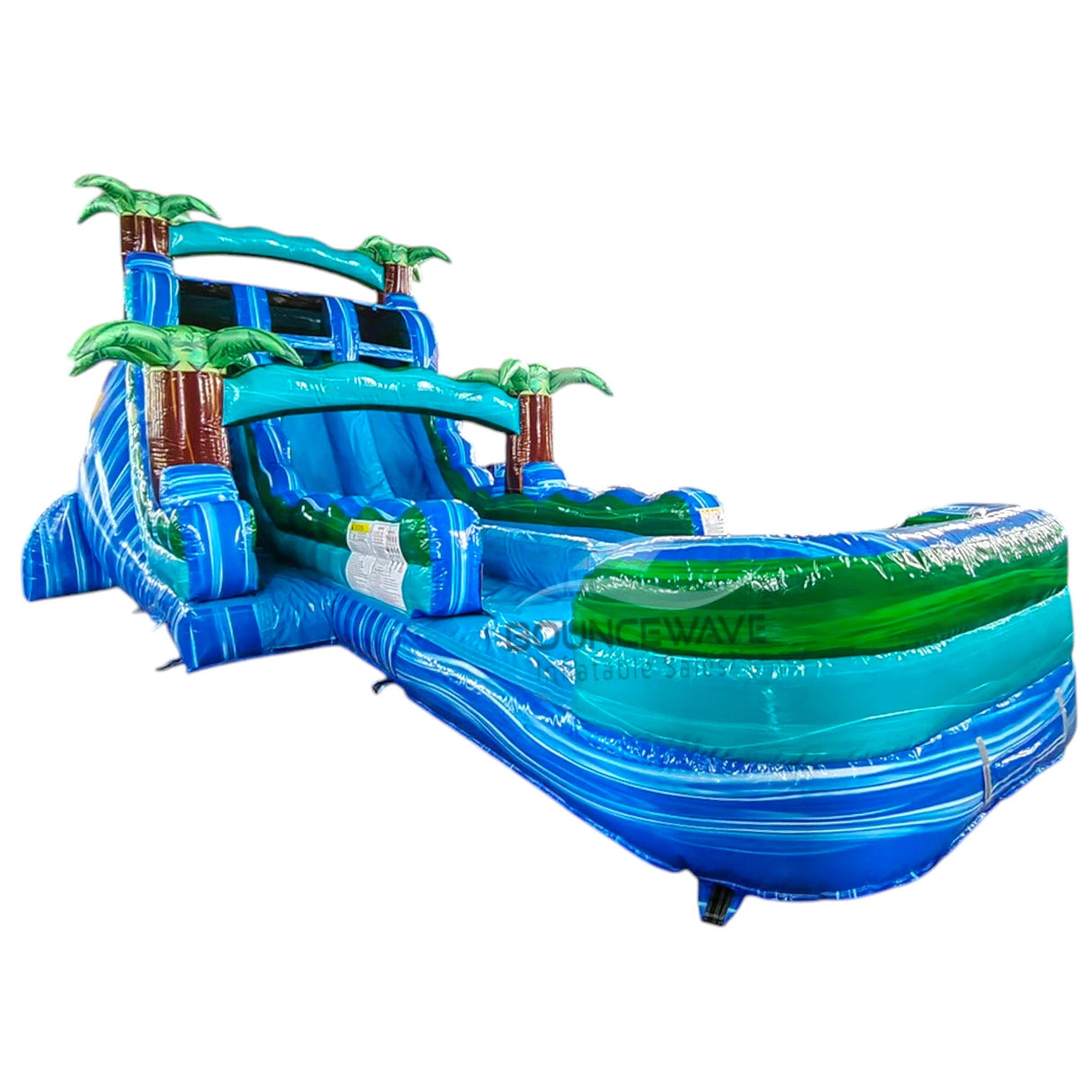 18ft Island Drop Hybrid Dual Lane Inflatable Water Slide - BounceWave Inflatable Sales