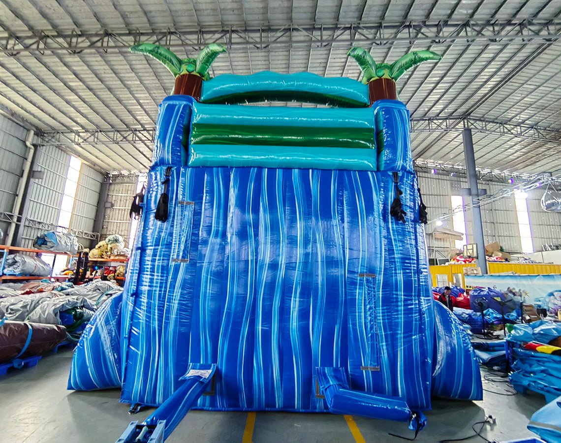 18ft Island Drop Hybrid Dual Lane Inflatable Water Slide - BounceWave Inflatable Sales