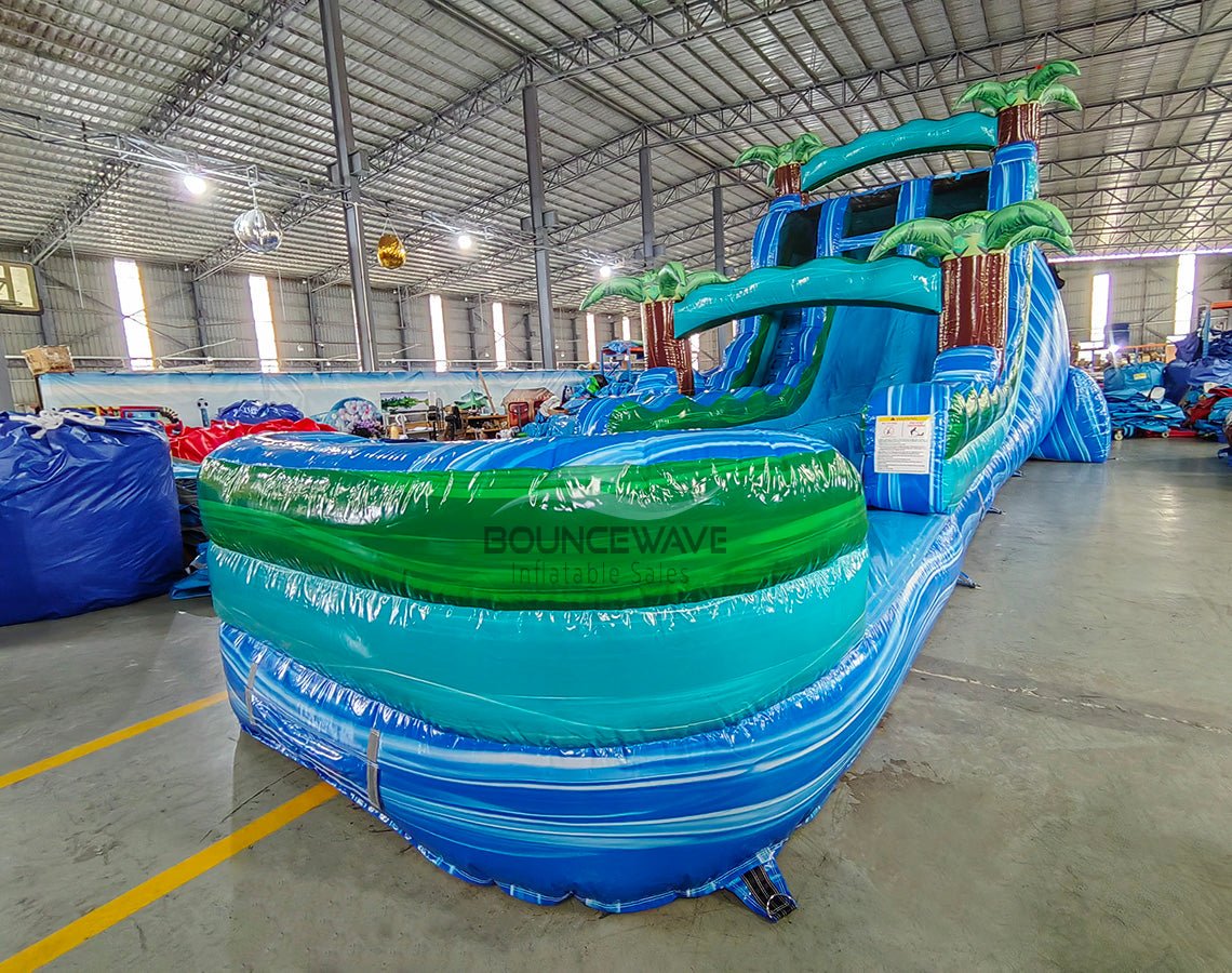 18ft Island Drop Hybrid Dual Lane Inflatable Water Slide - BounceWave Inflatable Sales