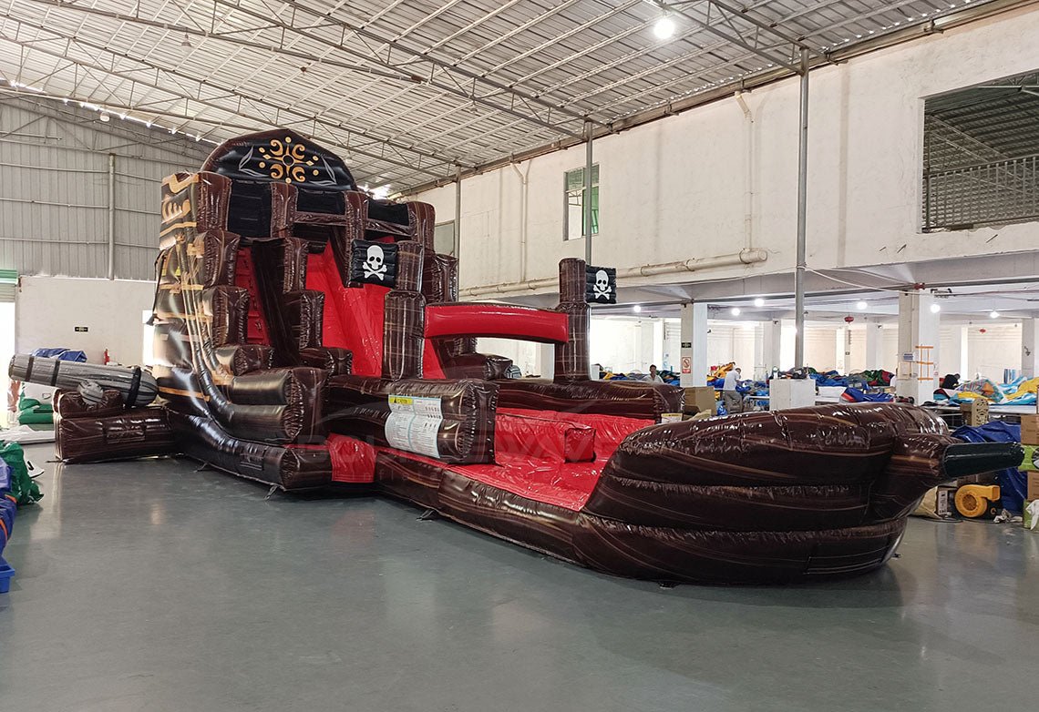 18ft Pirate Ship Dual Lane Hybrid Inflatable Water Slide - BounceWave Inflatable Sales