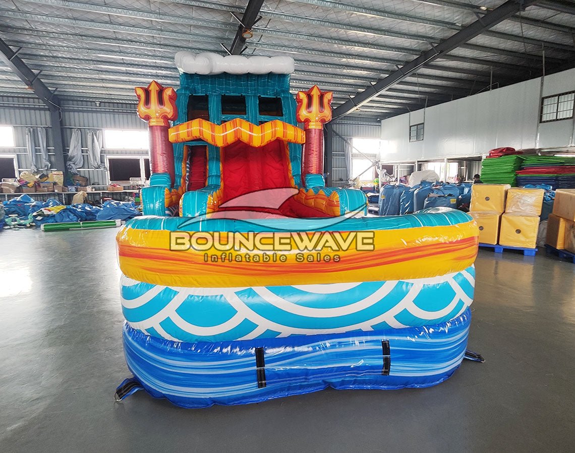 18ft Poseidon Plunge Hybrid Dual Lane Inflatable Water Slide - BounceWave Inflatable Sales