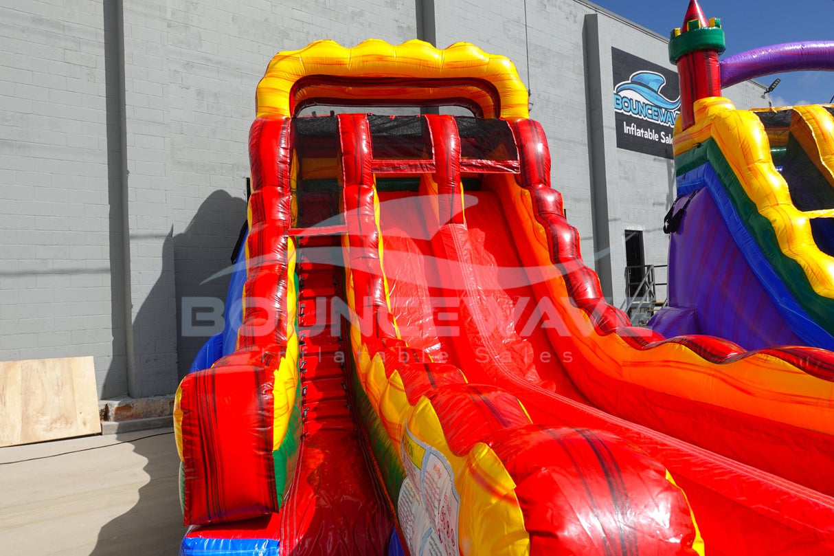 18ft Primary Marble Dual Lane Classic Hybrid Inflatable Water Slide - BounceWave Inflatable Sales