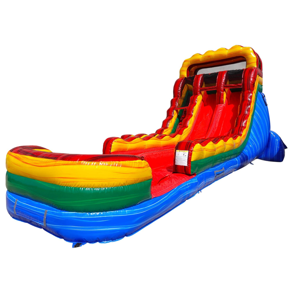 18ft Primary Marble Dual Lane Classic Hybrid Inflatable Water Slide - BounceWave Inflatable Sales