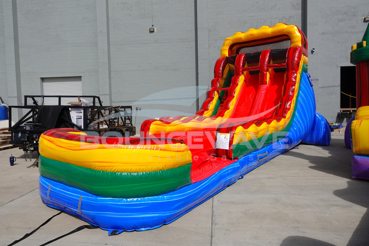 18ft Primary Marble Dual Lane Classic Hybrid Inflatable Water Slide - BounceWave Inflatable Sales