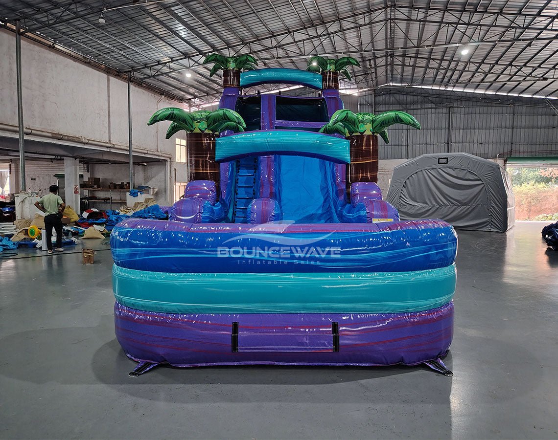 18ft Purple Plunge Commercial Single Lane Inflatable Water Slide - BounceWave Inflatable Sales