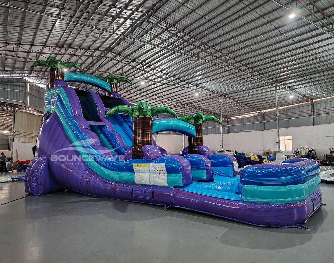 18ft Purple Plunge Commercial Single Lane Inflatable Water Slide - BounceWave Inflatable Sales