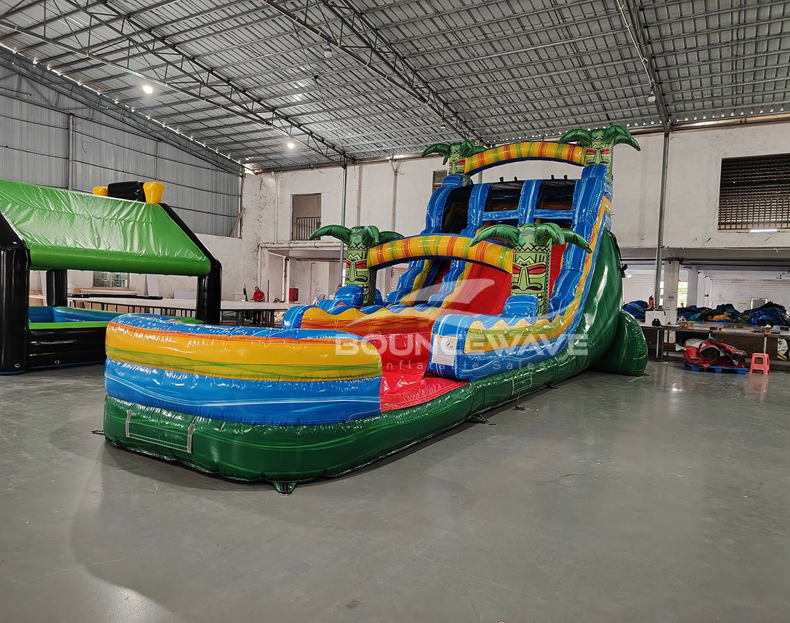 18ft Reggae Rush Hybrid Dual Lane Inflatable Water Slide - BounceWave Inflatable Sales
