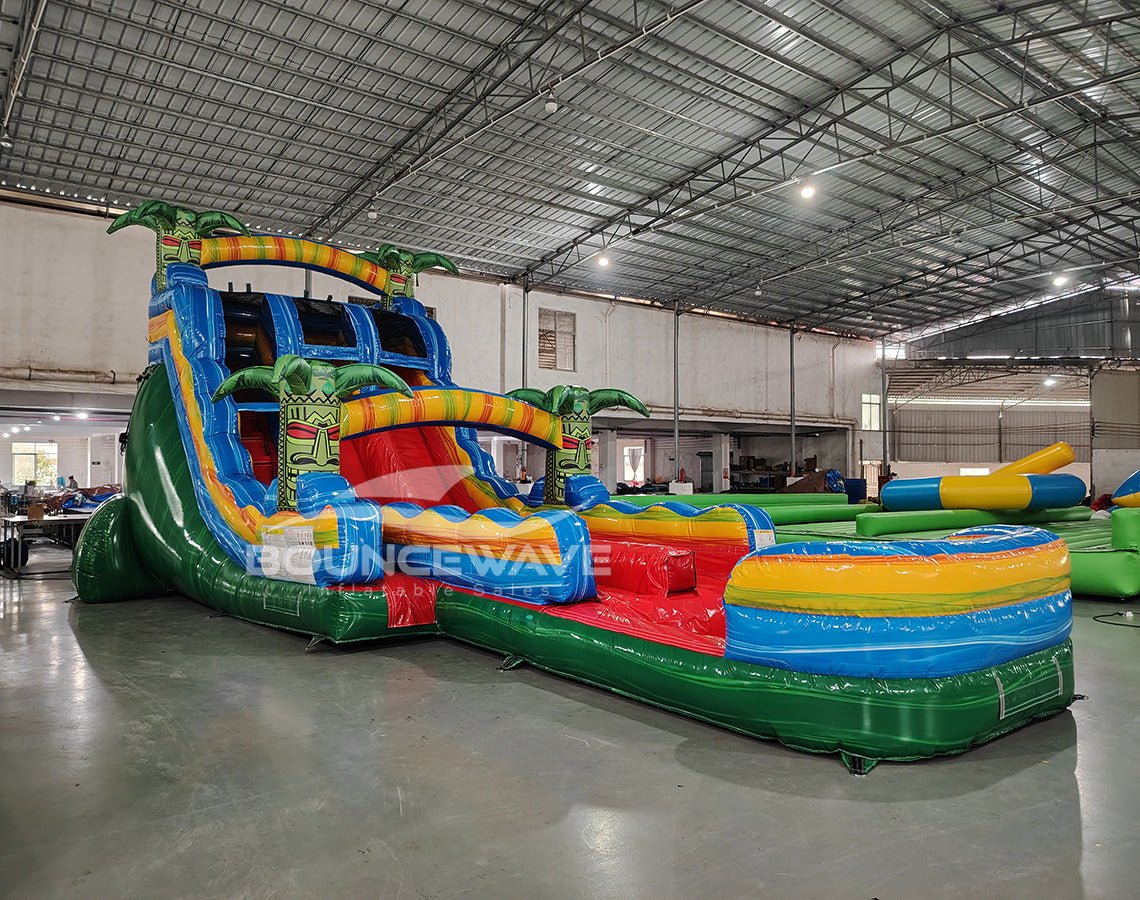 18ft Reggae Rush Hybrid Dual Lane Inflatable Water Slide - BounceWave Inflatable Sales