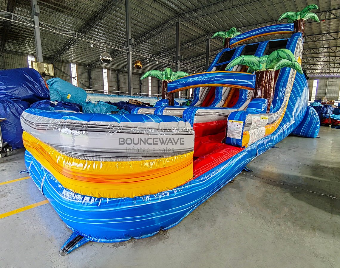 18ft Rip Curl Palms Dual Lane Center Climb Inflatable Water Slide - BounceWave Inflatable Sales