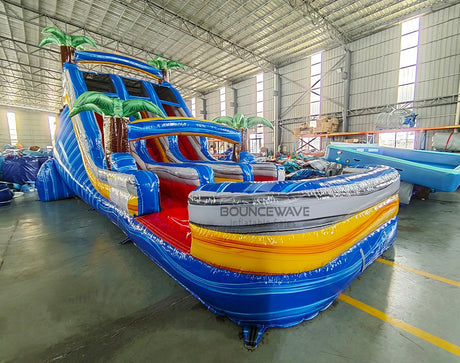 18ft Rip Curl Palms Dual Lane Center Climb Inflatable Water Slide - BounceWave Inflatable Sales