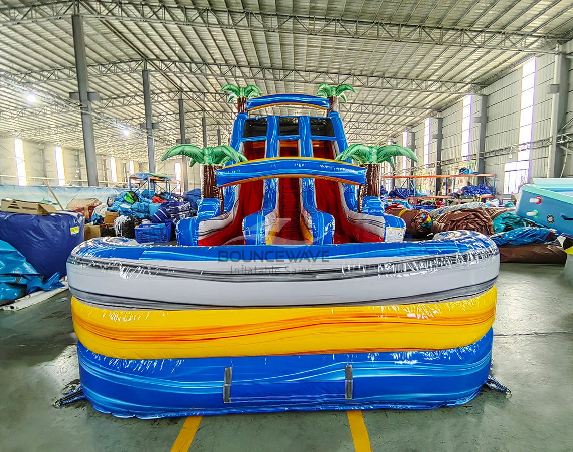 18ft Rip Curl Palms Dual Lane Center Climb Inflatable Water Slide - BounceWave Inflatable Sales