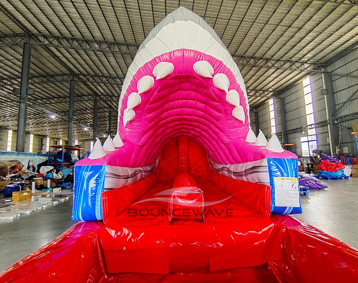 18ft Rip Curl Shark Attack Hybrid Dual Lane Inflatable Water Slide - BounceWave Inflatable Sales