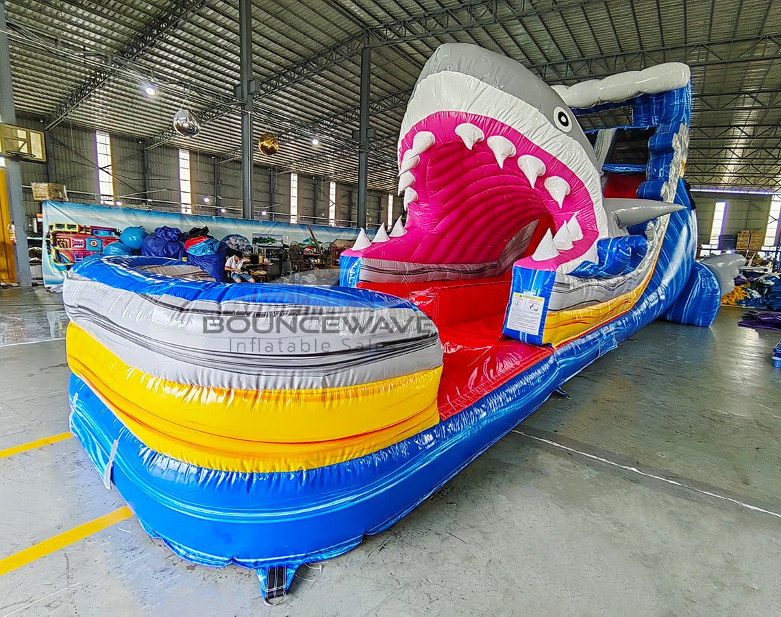 18ft Rip Curl Shark Attack Hybrid Dual Lane Inflatable Water Slide - BounceWave Inflatable Sales