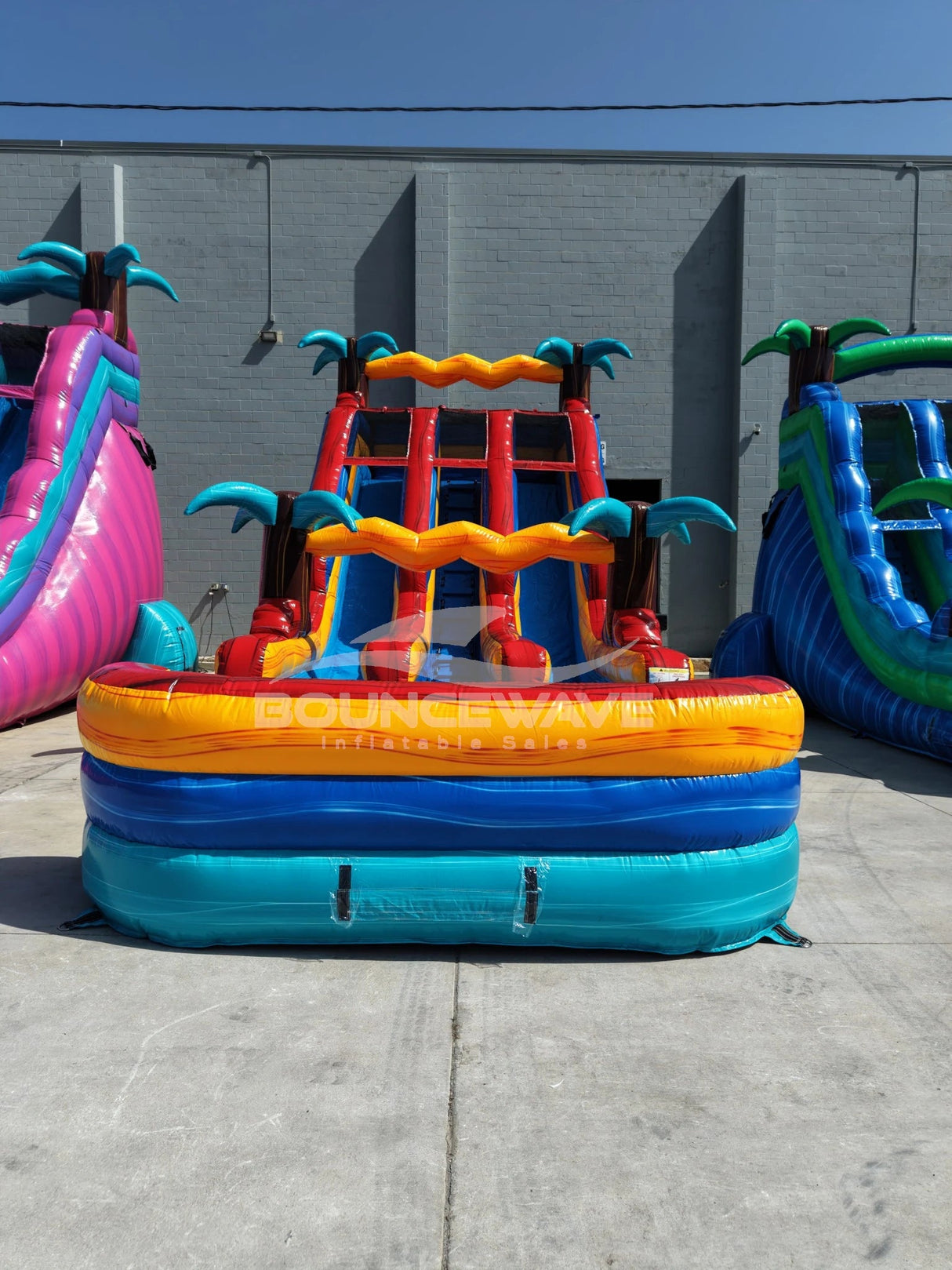 18ft Riptide Dual Lane Water Slide – Center Climb - BounceWave Inflatable Sales
