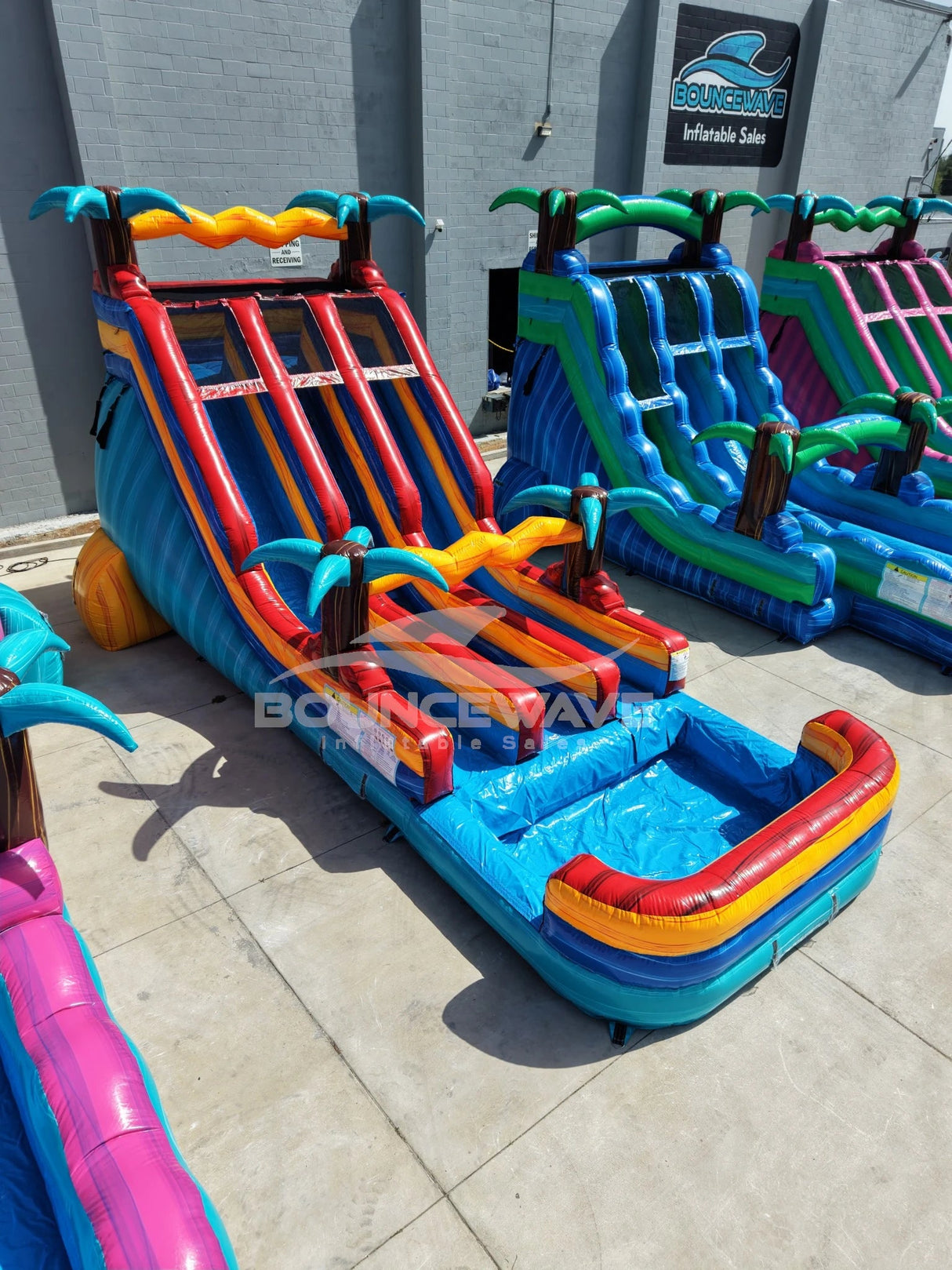 18ft Riptide Dual Lane Water Slide – Center Climb - BounceWave Inflatable Sales
