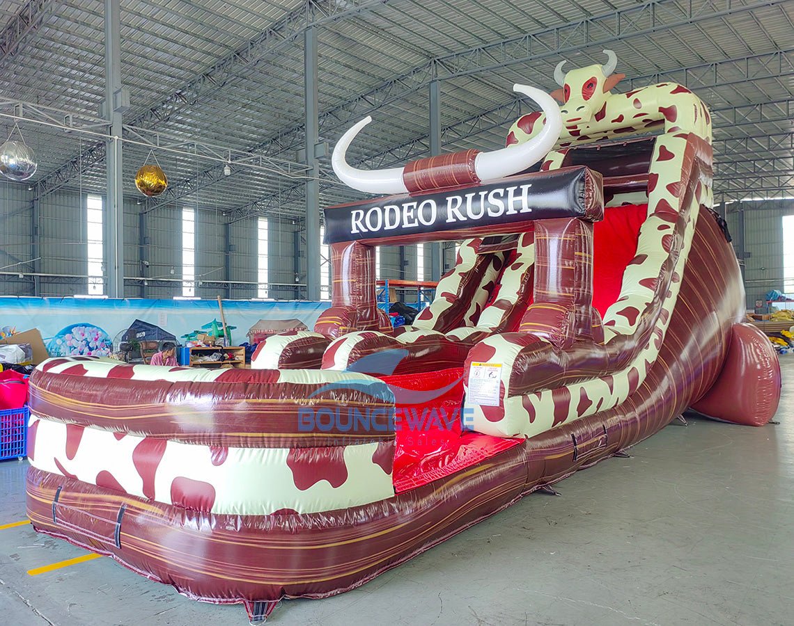 18ft Rodeo Rush Commercial Single Lane Inflatable Water Slide - BounceWave Inflatable Sales