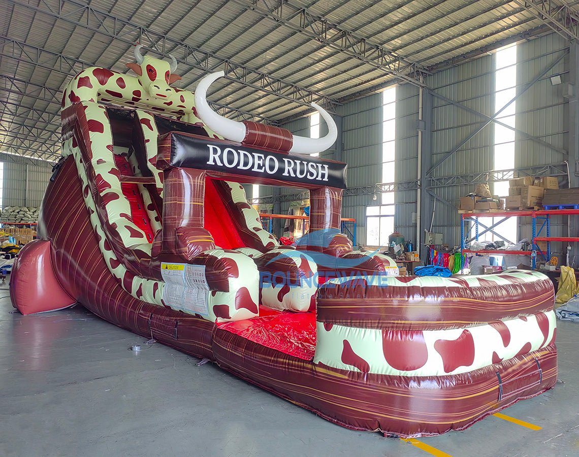 18ft Rodeo Rush Commercial Single Lane Inflatable Water Slide - BounceWave Inflatable Sales