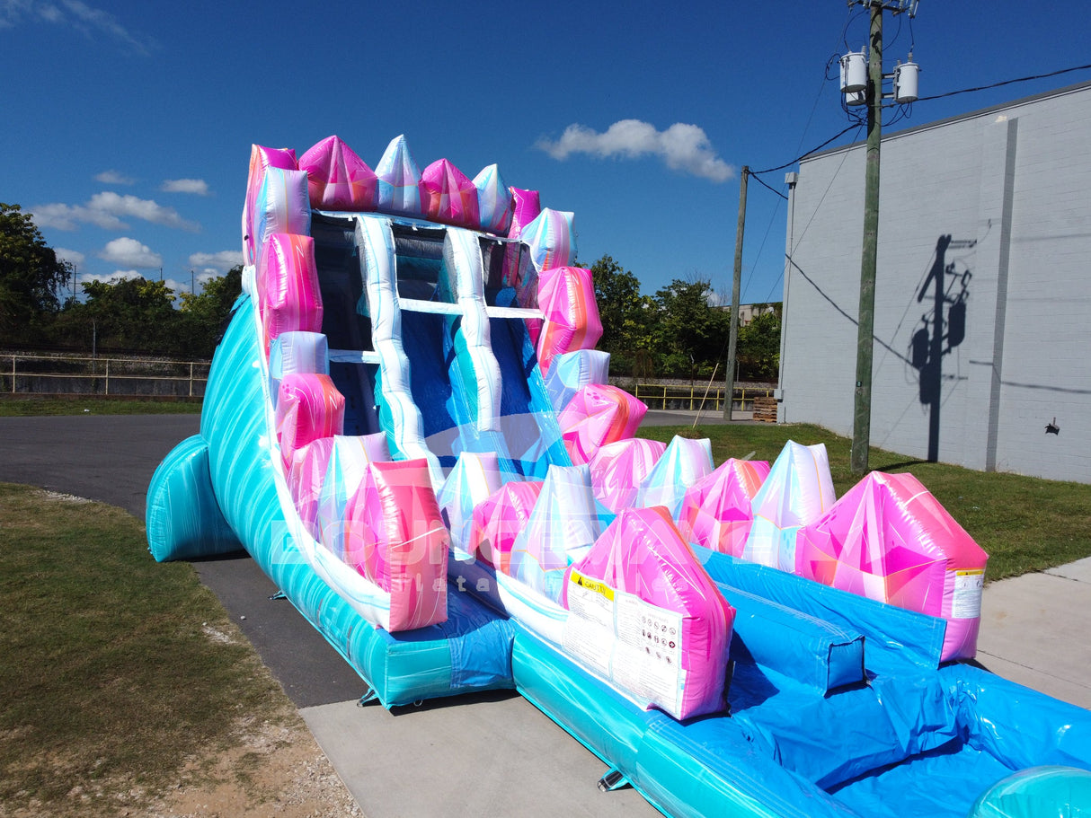 18ft Sapphire Summit Dual Lane Hybrid Inflatable Water Slide - BounceWave Inflatable Sales