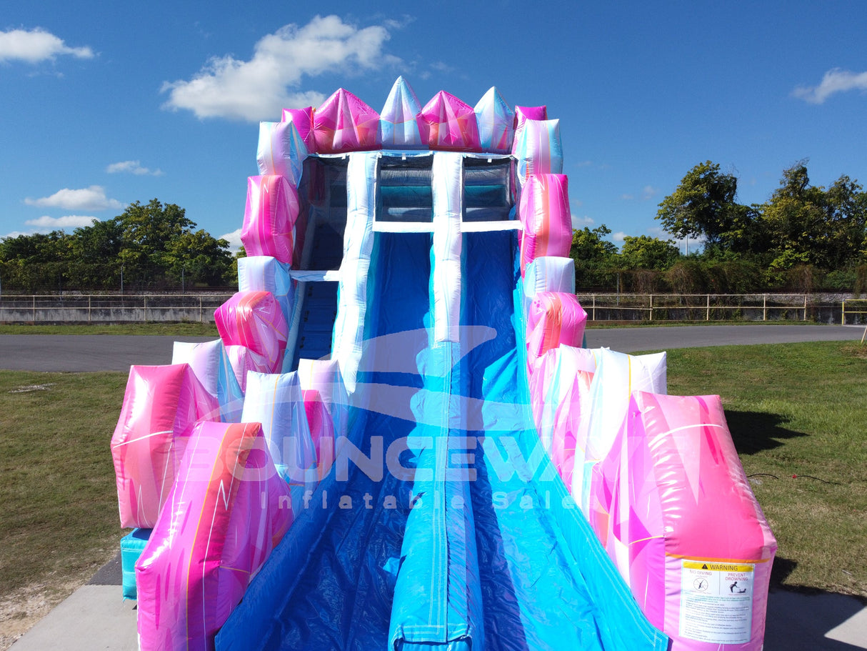 18ft Sapphire Summit Dual Lane Hybrid Inflatable Water Slide - BounceWave Inflatable Sales