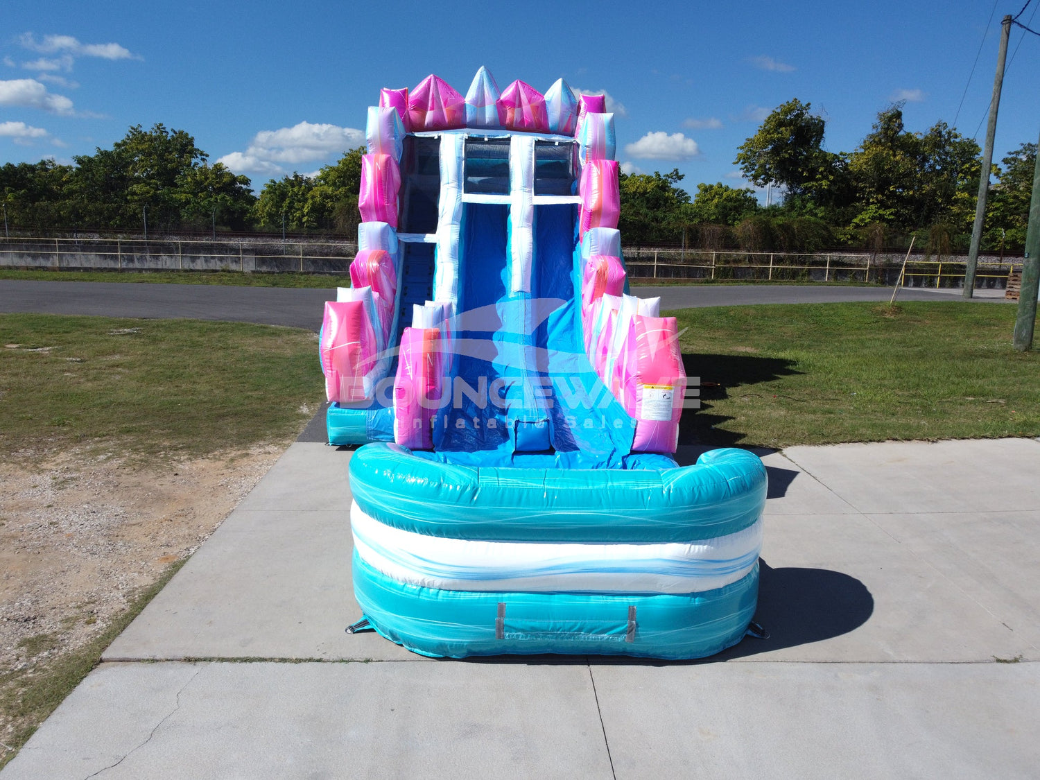 18ft Sapphire Summit Dual Lane Hybrid Inflatable Water Slide - BounceWave Inflatable Sales