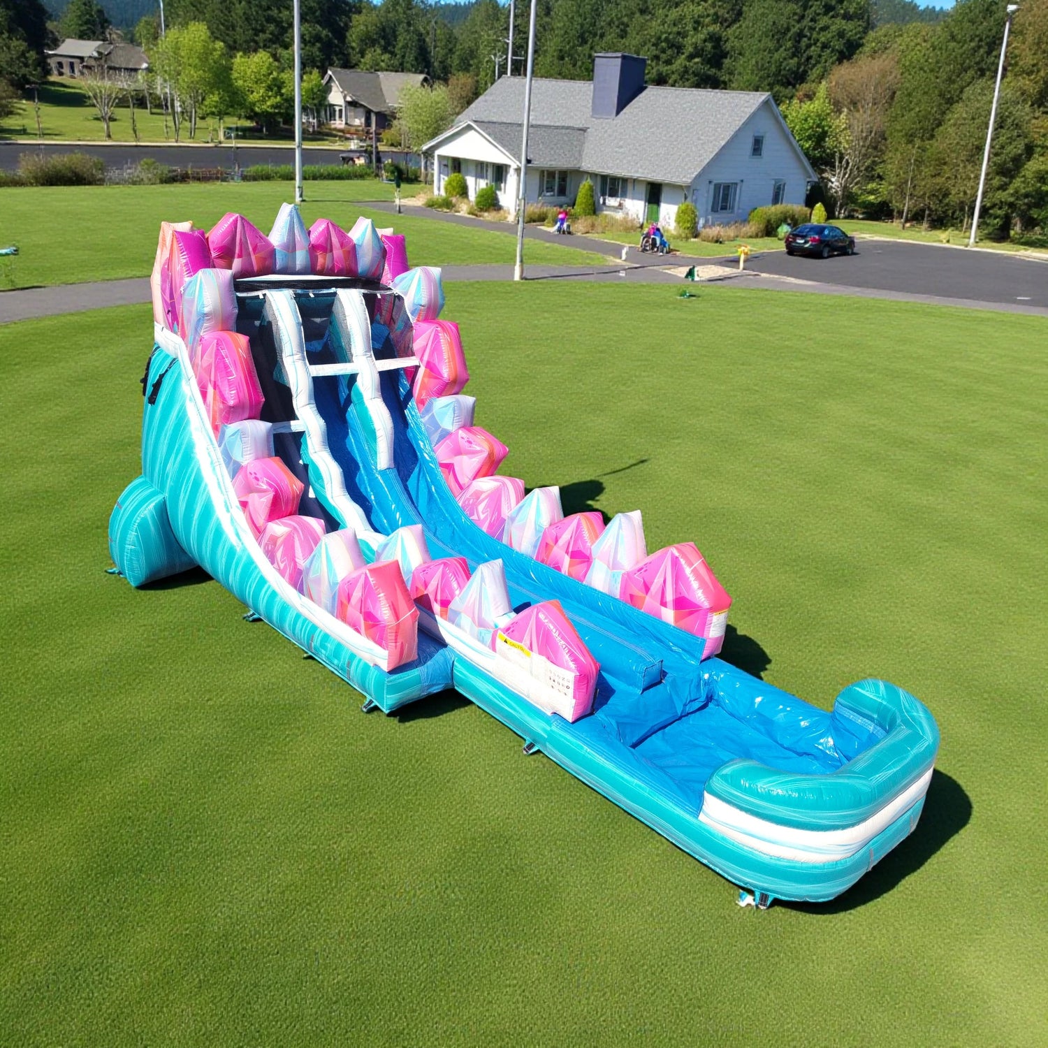 18ft Sapphire Summit Dual Lane Hybrid Inflatable Water Slide - BounceWave Inflatable Sales