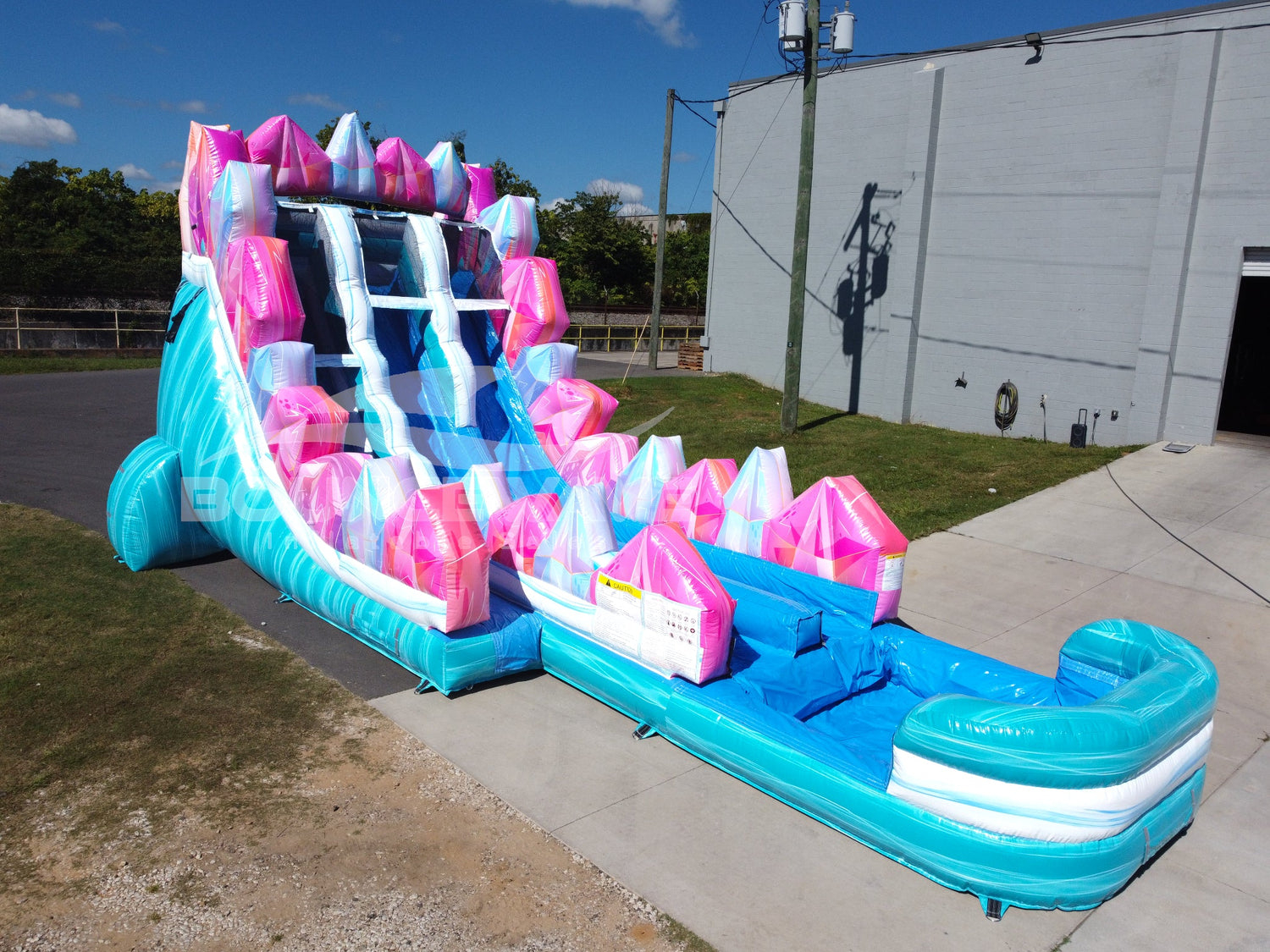 18ft Sapphire Summit Dual Lane Hybrid Inflatable Water Slide - BounceWave Inflatable Sales