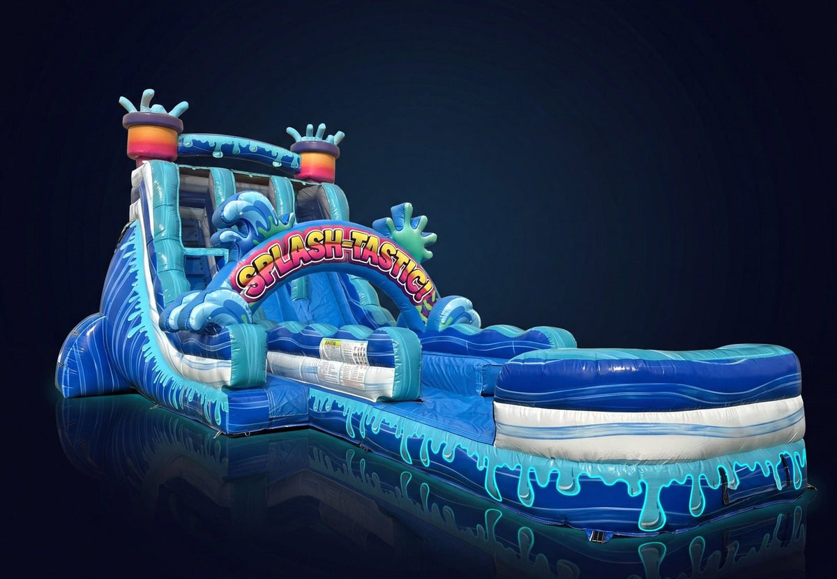 18ft Splash-Tastic Dual Lane Water Slide – Hybrid - BounceWave Inflatable Sales