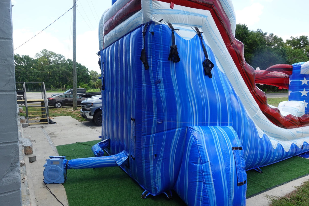 18ft Star Spangled Splash Hybrid Dual Lane Inflatable Water Slide - BounceWave Inflatable Sales