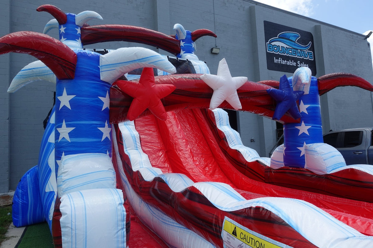 18ft Star Spangled Splash Hybrid Dual Lane Inflatable Water Slide - BounceWave Inflatable Sales