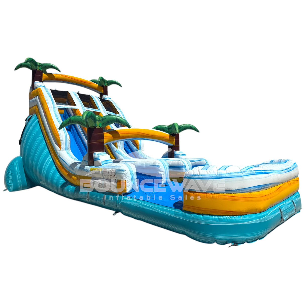18ft Surf's Up Dual Lane Center Climb Inflatable Water Slide - BounceWave Inflatable Sales
