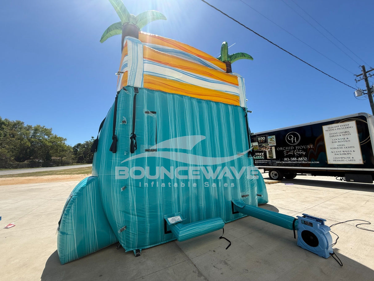 18ft Surf's Up Dual Lane Center Climb Inflatable Water Slide - BounceWave Inflatable Sales