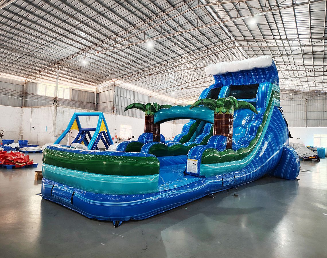 18ft Trop Wave Commercial Single Lane Inflatable Water Slide - BounceWave Inflatable Sales