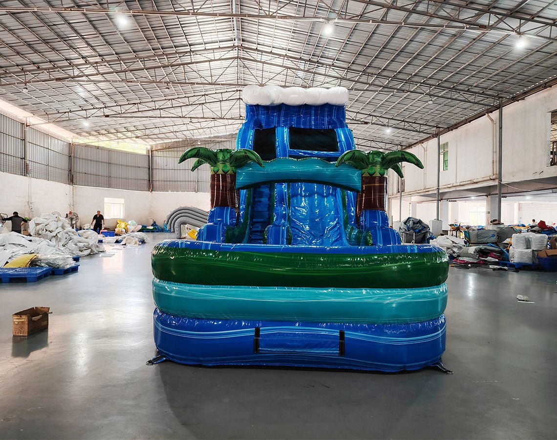 18ft Trop Wave Commercial Single Lane Inflatable Water Slide - BounceWave Inflatable Sales